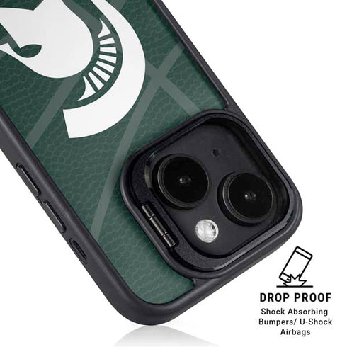 Michigan State University Green Basketball iPhone 14 Kickstand Case